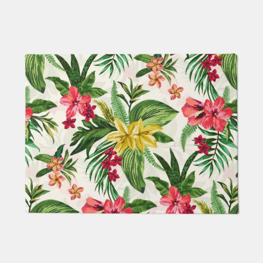 Mooi hibiscus bloempatroon deurmat (Voorkant)