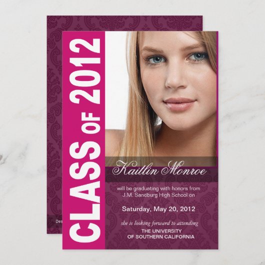 Mooi, hip afstudeerfoto-bericht 2012 aankondiging (Voorkant / Achterkant)