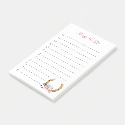 Mooi Hoefijzer met bloemen om dingen te doen Post-it® Notes (Schuin)