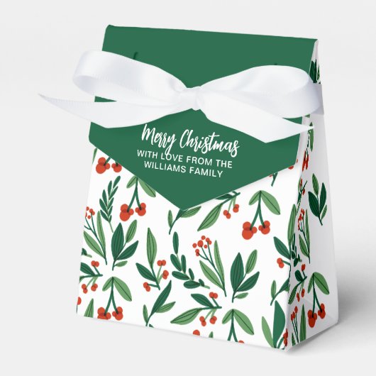 Mooi Holly Berry Botanical Kerstfeest Bedankdoosjes (Voorkant Zijde)