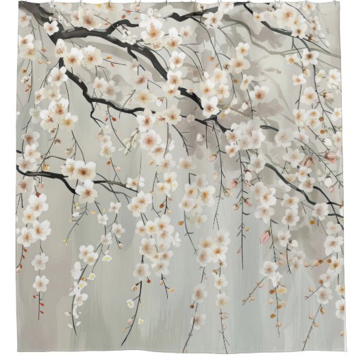 Mooi huilend pruimendouchegordijn douchegordijn (Voorkant)