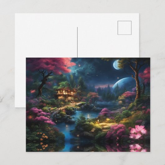 Mooi huis en tuinen in een magisch land briefkaart (Voorkant / Achterkant)