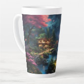 Mooi huis en tuinen in een magisch land latte mok (Linkerhoek)