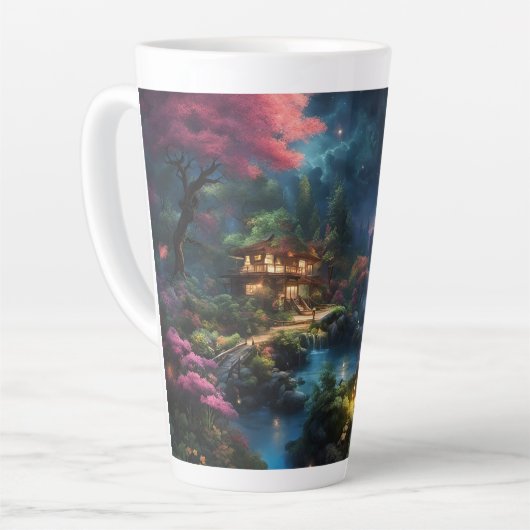 Mooi huis en tuinen in een magisch land latte mok (Linkerhoek)