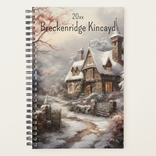 Mooi huis in de winter Scene, Naam wijzigen, Jaar Planner (Voorkant)