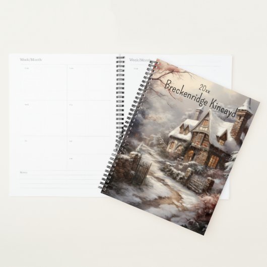 Mooi huis in de winter Scene, Naam wijzigen, Jaar Planner (Display)