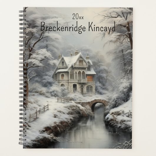 Mooi huis in de winter Scene, Naam wijzigen, Jaar Planner (Voorkant)