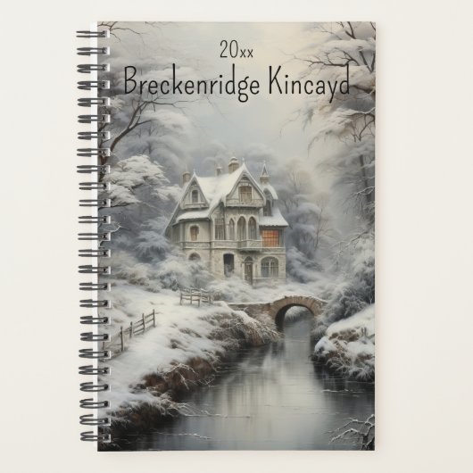 Mooi huis in de winter Scene, Naam wijzigen, Jaar Planner (Voorkant)