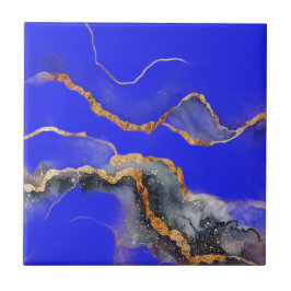 Mooi huis tegels blauw, goud tegeltje