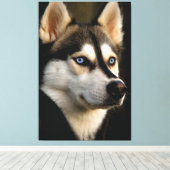 Mooi Husky Sierkussen Canvas Afdruk (Insitu (Houten vloer))