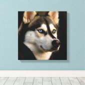 Mooi Husky Sierkussen Canvas Afdruk (Insitu (Houten vloer))