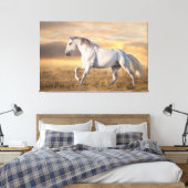 Mooi Iberisch Paard in de wei bij zonsondergang Canvas Afdruk (Insitu (Slaapkamer))