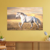 Mooi Iberisch Paard in de wei bij zonsondergang Canvas Afdruk (Insitu (Woonkamer))