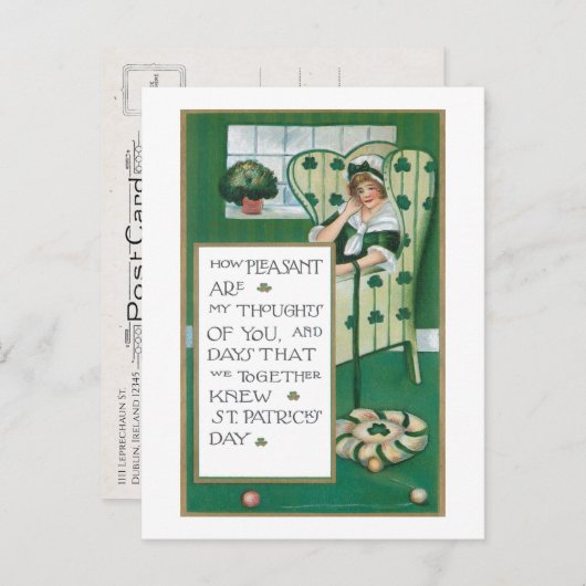 Mooi Iers meisje met St. Patrick's Day groet Feestdagenkaart (Voorkant / Achterkant)