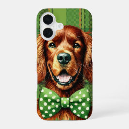 MOOI IERS SETTERHONDENGEZICHT MET KLAVERTJES iPhone 16 HOESJE