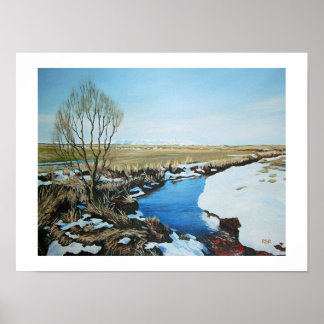 Mooi IJslands sneeuwlandschap beeldende kunst Poster