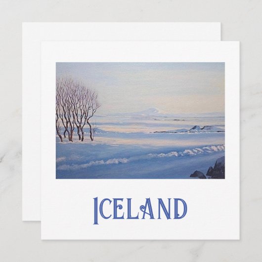 Mooi IJslands wintersneeuwlandschap fijne kunst Feestdagenkaart (Voorkant / Achterkant)