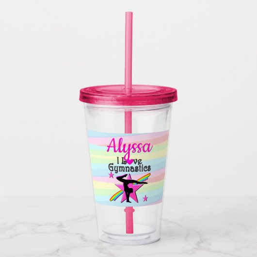 MOOI IK HOU VAN GYMNASTIEK DESIGN ACRYL DRINKBEKER (Voorkant)