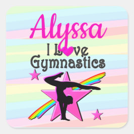 MOOI IK HOU VAN GYMNASTIEK DESIGN VIERKANTE STICKER