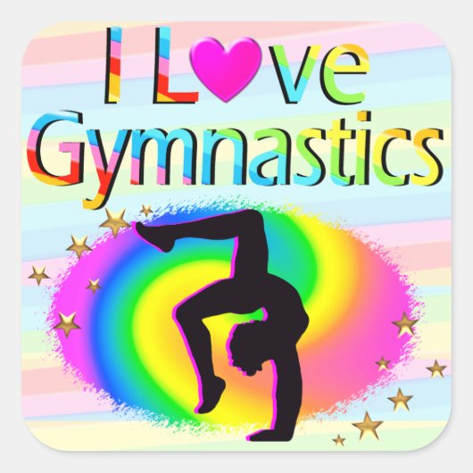 MOOI IK HOU VAN GYMNASTIEK REGENBOOG STICKERS (Voorkant)