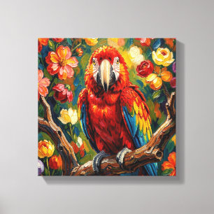 Mooi Impasto Ara Papegaai Canvas Afdruk