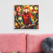 Mooi Impasto Ara Papegaai Canvas Afdruk (Insitu (Woonkamer))
