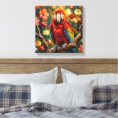 Mooi Impasto Ara Papegaai Canvas Afdruk (Insitu (Slaapkamer))