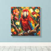 Mooi Impasto Ara Papegaai Canvas Afdruk (Insitu (Houten vloer))