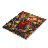 Mooi Impasto Ara Papegaai Tegeltje (Zijkant)