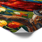 Mooi Impasto Ara Papegaai | Vogel Kunst Poster (Hoek)