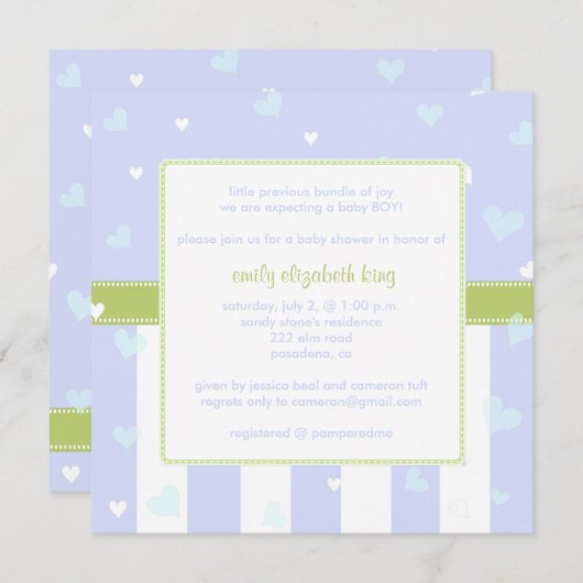 Mooi in Blue Little Hearts baby shower Kaart (Voorkant / Achterkant)