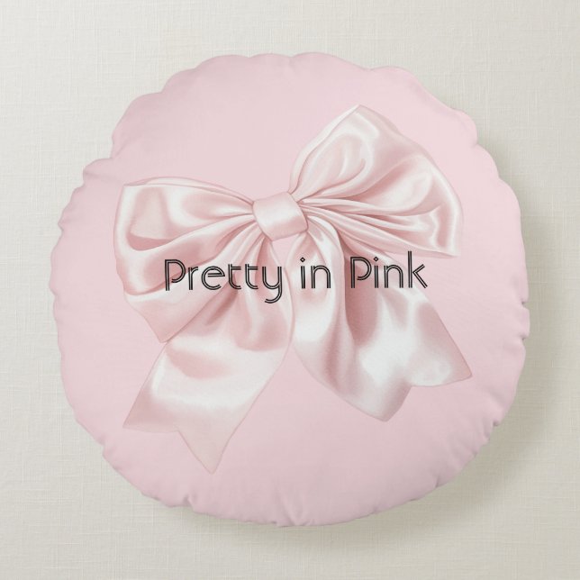 Mooi in Roze Strik Rond Kussen (Voorkant)