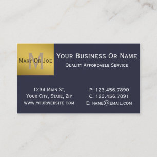 Mooi Indigo Blue met Gold Luxury Monogram Visitekaartje