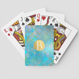 Mooi Iridiserend Blauw Glinsterende Zeemeermin Sch Pokerkaarten