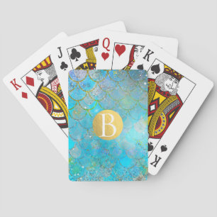 Mooi Iridiserend Blauw Glinsterende Zeemeermin Sch Pokerkaarten