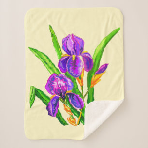 Mooi Iris Flowers Sherpa Blanket Irises Sherpa Deken
