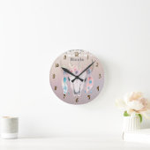 Mooi Iriserend Boho Chic Bloemmotief Rustiek Op Ma Ronde Klok (Huis)