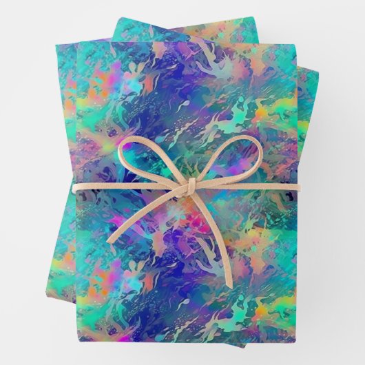 Mooi iriserend oceanisch koraal print patroon inpakpapier vel (In situ)
