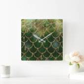 Mooi iriserende parelglans zeemeermin schubben vierkante klok (Huis)