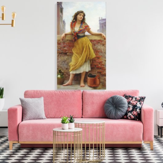 Mooi Italiaans Water-Carrier Meisje Canvas Afdruk (Insitu (Woonkamer))
