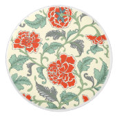 Mooi Japans bloemmotief  Rood Keramische Knop (Voorkant)