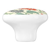 Mooi Japans bloemmotief  Rood Keramische Knop (Zijkant)