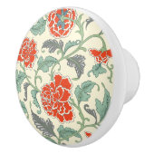 Mooi Japans bloemmotief  Rood Keramische Knop (Rechts)