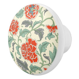 Mooi Japans bloemmotief  Rood Keramische Knop