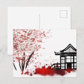 mooi japans huis in kersenbloesem - bos briefkaart (Voorkant / Achterkant)