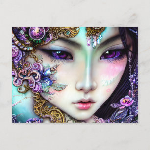 Mooi Japans meisje Gothic Fantasy Briefkaart