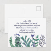Mooi Johannes 3:16 Bijbelvers Christelijk Feestdagenkaart (Voorkant / Achterkant)