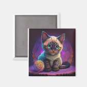 Mooi jong Kat met garenbal Magneet (Voorkant / Achterkant)