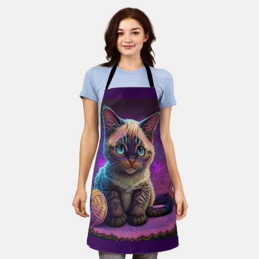 Mooi jong Kat met garenbal Schort (Gedragen)