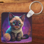 Mooi jong Kat met garenbal Sleutelhanger (Achterkant)